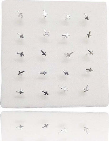 Set-3-Pezzi-Piercing-Orecchini-Naso-2.5-Mm-Croce-Crocifisso-Argento-925-Sterling