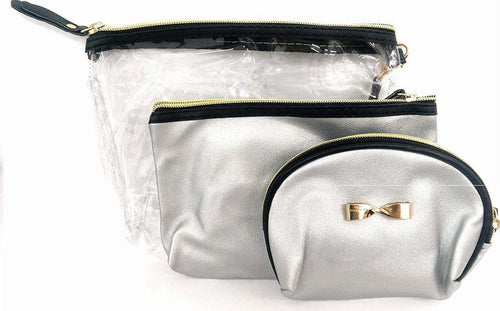Set 3 Pezzi Pochette Grigio Trasparente Borsello Beauty Case Donna Viaggio Aereo Bellezza/Accessori e strumenti di bellezza/Portatrucchi/Beauty case e contenitori/Contenitori per cosmetici Trade Shop italia - Napoli, Commerciovirtuoso.it