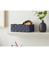 Set 3 Pezzi Scatola Porta Oggetti In Tessuto Intrecciato Contenitori Blu 79058