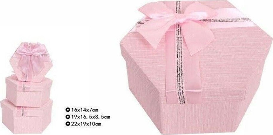 Set 3 Pezzi Scatole Box Per Regali Varie Misure Esagonali Rosa Con Fiocco 69351 Casa, arredamento e bricolage > Prodotti per Feste Trade Shop italia - Napoli, Commerciovirtuoso.it