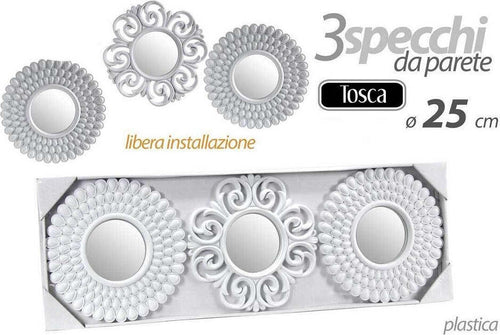 Set 3 Pezzi Specchi Da Parete Decorativi Tondi Specchio 25 Cm In Plastica 813016 Casa e cucina/Decorazioni per interni/Specchi/Specchi da parete Trade Shop italia - Napoli, Commerciovirtuoso.it