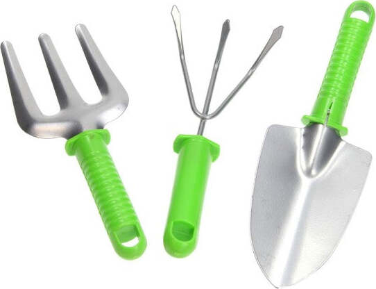 Set-3-Pezzi-Utensili-Giardinaggio-Rastrello-Pala-Maniglia-Manutenzione-Giardino