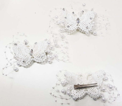 SET 3 PINZE MOLLETTA FARFALLA PIZZO MERLETTO STRASS PERLE CAPELLI ACCONCIATURA  Trade Shop italia - Napoli, Commerciovirtuoso.it