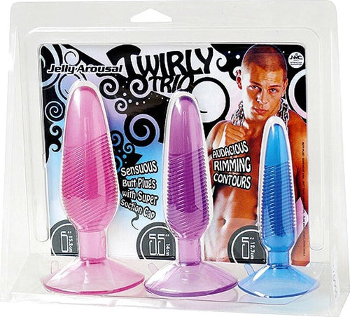 Set 3 Plug Anali Varie Dimensioni con Scanalature Twirly Trio - Plug – Set Set Di 3 Plug In Jelly Con Scanalature Stimolanti E Basamento A Ventosa Salute e cura della persona/Erotismo e contraccezione/Sex toys/Sex toys anali/Plug anali Kondorama - Martinsicuro, Commerciovirtuoso.it