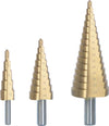 Set 3 punte a scalini in valigetta placcate in titanio per plastica metallo e legno trapano Fai da te/Utensili elettrici e a mano/Utensili elettrici/Trapani/Trapani combinati La Zappa - Altamura, Commerciovirtuoso.it