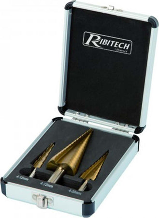 Set 3 punte a scalini in valigetta placcate in titanio per plastica metallo e legno trapano Fai da te/Utensili elettrici e a mano/Utensili elettrici/Trapani/Trapani combinati La Zappa - Altamura, Commerciovirtuoso.it