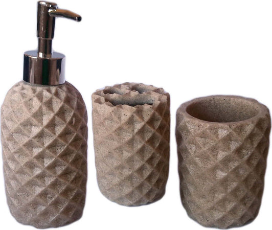 SET 3 PZ ACCESSORI BAGNO DISPENSER BICCHIERE PORTA SPAZZOLINO IN RESINA  Trade Shop italia - Napoli, Commerciovirtuoso.it