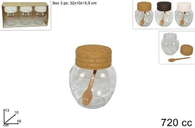 Set 3 Pz Barattoli In Vetro 720cc Con Coperchio Cucchiaino Contenitori 720150 Casa, arredamento e bricolage > Cucina > Barattoli e Contenitori Trade Shop italia - Napoli, Commerciovirtuoso.it