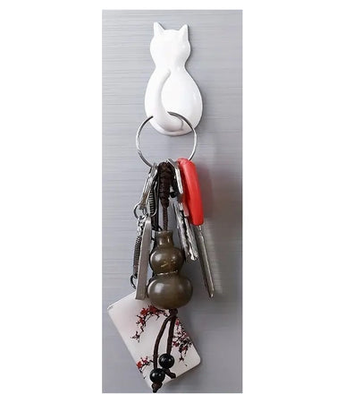 Set 3 Pz Ganci A Forma Di Gatto Bianchi Adesivi Per Cucina Bagno Da Parete 79346