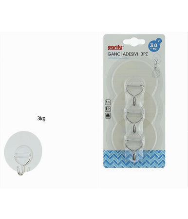 Set 3 Pz Ganci Adesivi Appendini Asciugamani Accappatoio Bagno Cucina Casa 87761