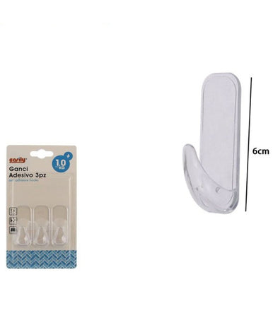 Set 3 Pz Ganci Appendini Da Parete Adesive Casa Cucina Bagno Attaccapanni 87005
