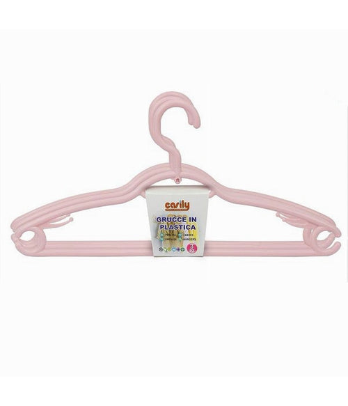 Set 3 Pz Grucce In Plastica Stampelle Appendi Abiti Pantaloni Giacche Rosa 79333