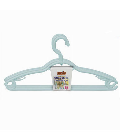 Set 3 Pz Grucce Plastica Stampelle Appendi Abiti Pantaloni Giacche Azzurro 79332