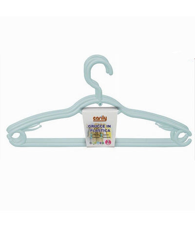 Set 3 Pz Grucce Plastica Stampelle Appendi Abiti Pantaloni Giacche Azzurro 79332