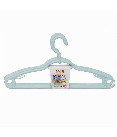 Set 3 Pz Grucce Plastica Stampelle Appendi Abiti Pantaloni Giacche Azzurro 79332