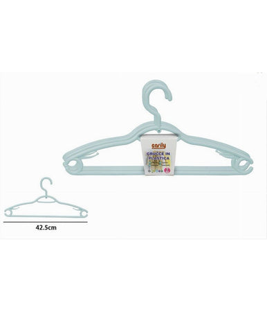 Set 3 Pz Grucce Plastica Stampelle Appendi Abiti Pantaloni Giacche Azzurro 79332