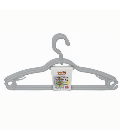 Set 3 Pz Grucce Plastica Stampelle Appendi Abiti Pantaloni Giacche Grigio 79330