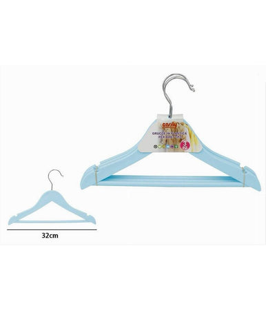 Set 3 Pz Grucce Stampelle Appendiabiti Vestiti Pantaloni Bambini Azzurro 79311
