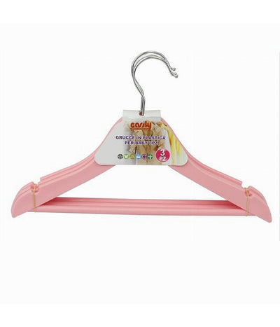 Set 3 Pz Grucce Stampelle Appendiabiti Vestiti Pantaloni Per Bambini Rosa 79312