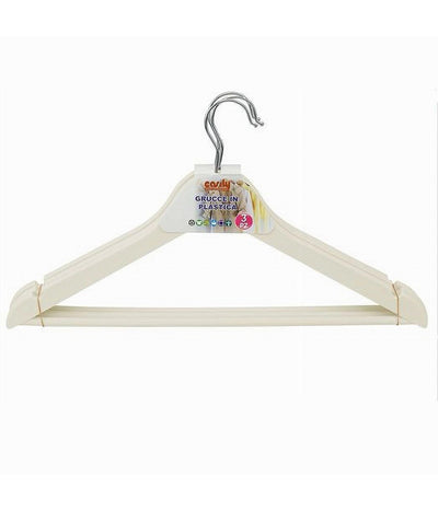 Set 3 Pz Grucce Stampelle In Plastica Appendiabiti Vestiti Pantaloni Beige 79316