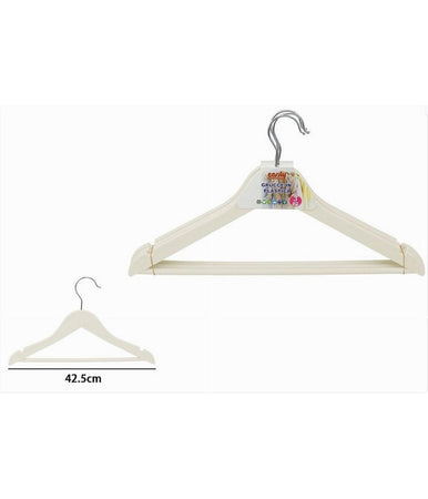 Set 3 Pz Grucce Stampelle In Plastica Appendiabiti Vestiti Pantaloni Beige 79316