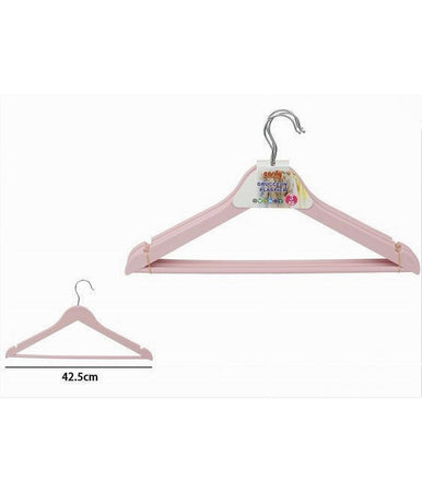Set 3 Pz Grucce Stampelle In Plastica Appendiabiti Vestiti Pantaloni Rosa 79318