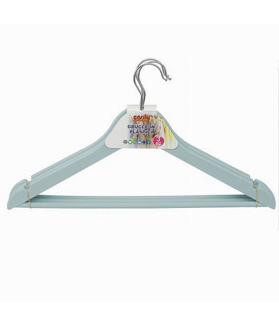 Set 3 Pz Grucce Stampelle Plastica Appendiabiti Vestiti Pantaloni Azzurro 79317