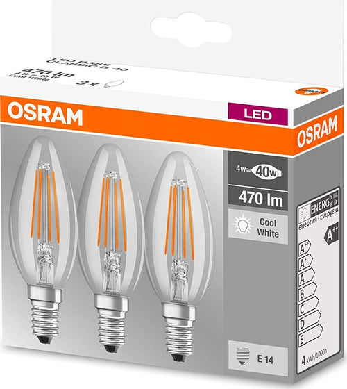 SET 3 PZ LAMPADINE LED A CANDELA BASSO CONSUMO 4W E14 4000K LUCE NATURALE OSRAM Illuminazione/Lampadine/Lampadine a LED Trade Shop italia - Napoli, Commerciovirtuoso.it