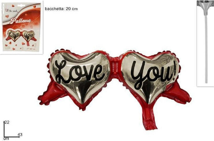 Set 3 Pz Palloncino 2 Cuori I Love You Pallone Bacchetta Addobbo San Valentino Casa e cucina/Hobby creativi/Materiali per hobby creativi/Forniture per feste/Articoli per feste e compleanni per adulti/Decorazioni/Palloncini Trade Shop italia - Napoli, Commerciovirtuoso.it