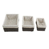 Set 3 Pz Porta Oggetti Organizer Cestino Intrecciato Vimini Con Fodera In Tessuto 79157