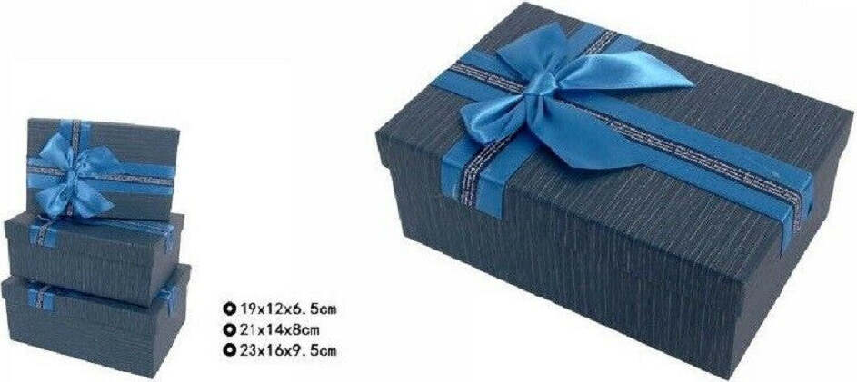 Set 3 Pz. Scatole Box Per Regali Varie Misure Rettangolari Blu Con Fiocco 69332 Casa, arredamento e bricolage > Prodotti per Feste Trade Shop italia - Napoli, Commerciovirtuoso.it