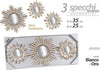 Set-3-Pz-Specchi-Parete-Bianco-Oro-25/35-Cm-Plastica-Libera-Installazione-823909
