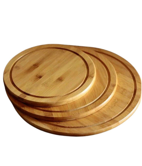 Set 3 Pz Tagliere Taglieri Bamboo Spessi Tagliare Carne Verdure Pane 24-28-36 Cm