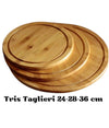 Set 3 Pz Tagliere Taglieri Bamboo Spessi Tagliare Carne Verdure Pane 24-28-36 Cm