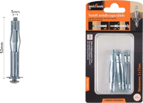 Set 3 Pz Tasselli Metallici Espandibili Viti A Espansione Stile I 5x52 Mm 92852 Fai da te/Ferramenta/Chiodi viti ed elementi di fissaggio/Kit di bulloni e dadi Trade Shop italia - Napoli, Commerciovirtuoso.it