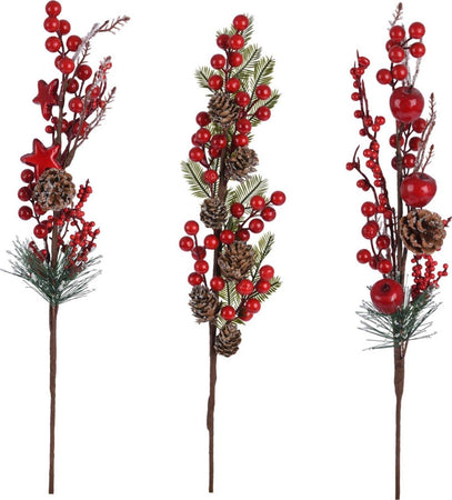 Set 3 Rami con Bacche Rosse per decorazioni Interne ed Esterne h 55 cm Casa e cucina/Decorazioni per interni/Addobbi e decorazioni per ricorrenze/Decorazioni natalizie/Ghirlande e corone MagiediNatale.it - Altamura, Commerciovirtuoso.it