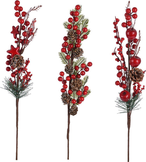 Set 3 Rami con Bacche Rosse per decorazioni Interne ed Esterne h 55 cm Casa e cucina/Decorazioni per interni/Addobbi e decorazioni per ricorrenze/Decorazioni natalizie/Ghirlande e corone MagiediNatale.it - Altamura, Commerciovirtuoso.it