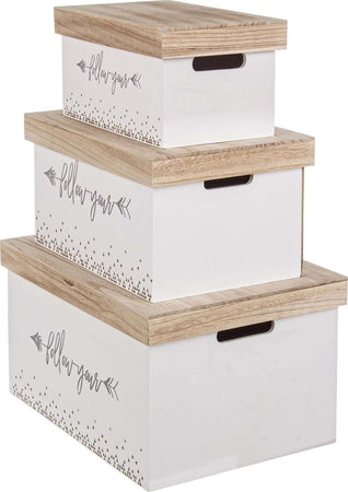 Set 3 Scatole decorative in Legno Bianco per decorazioni natalizie o regali 42 cm Casa e cucina/Decorazioni per interni/Addobbi e decorazioni per ricorrenze/Decorazioni natalizie/Oggettistica MagiediNatale.it - Altamura, Commerciovirtuoso.it