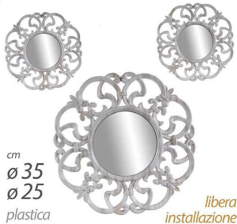 Set 3 Specchi Parete Decorativi Anticati Bianco Specchio Plastica 25-35cm 836886 Casa e cucina/Decorazioni per interni/Specchi/Specchi da parete Trade Shop italia - Napoli, Commerciovirtuoso.it