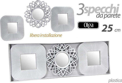Set 3 Specchi Parete Decorativi Quadri Libera Installazione 25cm Plastica 813030 Casa e cucina/Decorazioni per interni/Specchi/Specchi da parete Trade Shop italia - Napoli, Commerciovirtuoso.it