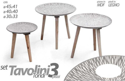 Set 3 Tavolini Tavolo Mdf Piedi Legno Salotto Giardino Ø45-40-30cm Tondi 783944 Giardino e giardinaggio/Arredamento da giardino e accessori/Tavoli e tavolini/Tavolini da appoggio Trade Shop italia - Napoli, Commerciovirtuoso.it