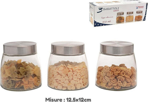 Set 3 Tris Barattoli Con Coperchio Vetro Contenitori Pasta Biscotti 850ml 747646 Casa e cucina/Organizzazione interni/Contenitori e barattoli da cucina/Conservazione cibi/Barattoli e contenitori Trade Shop italia - Napoli, Commerciovirtuoso.it