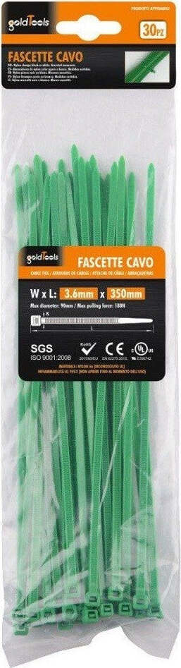 Set 30 Pz Fascette Cavi Cavo Verde Stringenti In Plastica Nylon 3.6x350 Mm 92398 Fai da te/Materiale elettrico/Gestione del cavo/Stringicavi Trade Shop italia - Napoli, Commerciovirtuoso.it