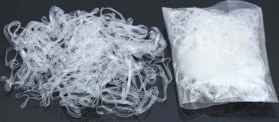 Set-300pz-Mini-Cerchi-Elastici-Trasparente-3cm-In-Caucciu'-Per-Capelli-Trecce-Coda