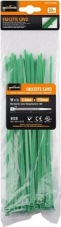 Set-30pz-Fascette-Cavi-Cavo-Verde-Stringenti-In-Plastica-Nylon-3.6-X-250mm-92396