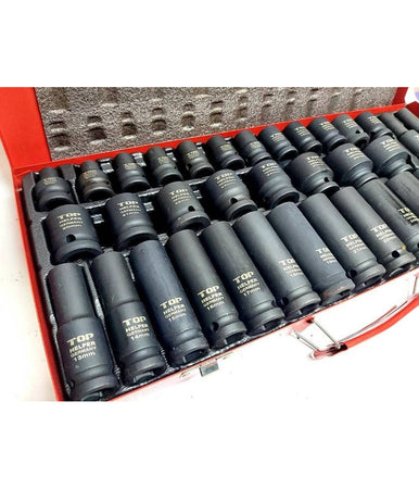 Set 35pz Bussole Boccole Esagonali Per Pistola Avvitatore Pneumatico 1/2" 8-32mm