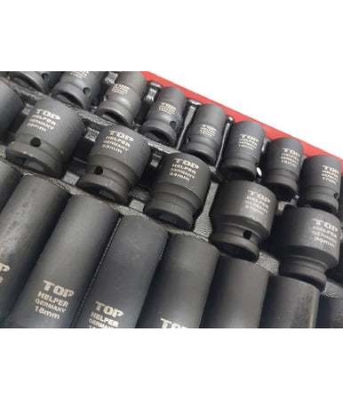 Set 35pz Bussole Boccole Esagonali Per Pistola Avvitatore Pneumatico 1/2" 8-32mm