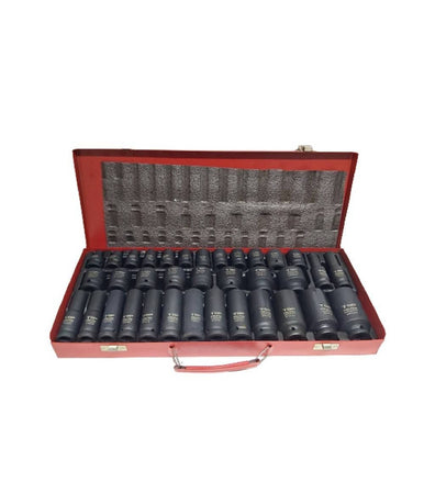 Set 35pz Bussole Boccole Esagonali Per Pistola Avvitatore Pneumatico 1/2" 8-32mm