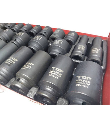 Set 35pz Bussole Boccole Esagonali Per Pistola Avvitatore Pneumatico 1/2" 8-32mm