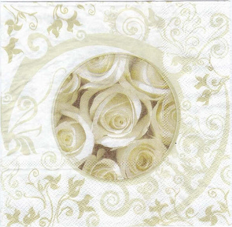Set-36-Pezzi-Tovaglioli-Carta-Usa-E-Getta-Rose-Bianco-Beige-33x33cm-Matrimonio